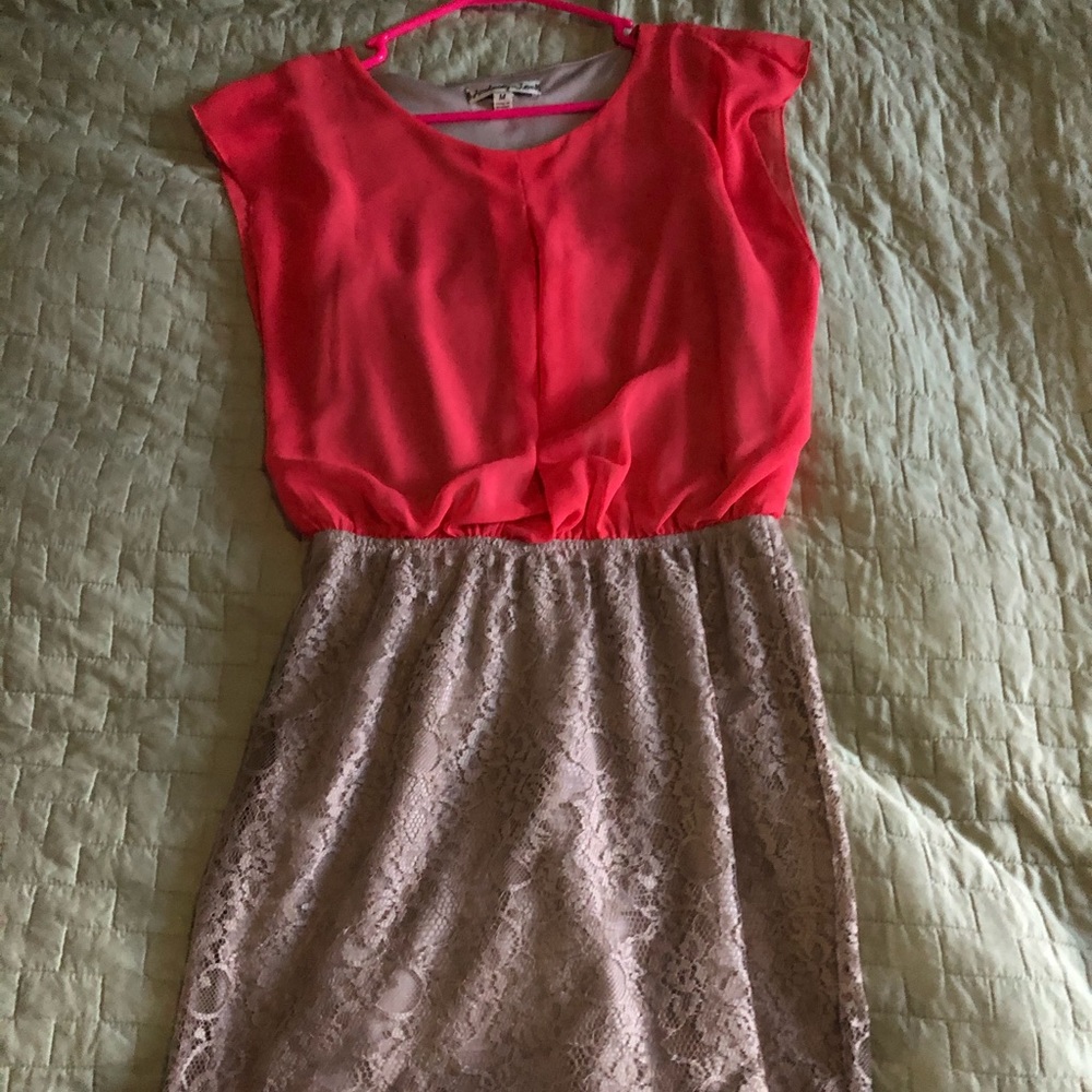 Coral and Taupe Dress